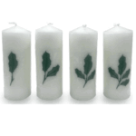 Velas adviento hojas adhesivo. Juego de 4 velas de adviento.