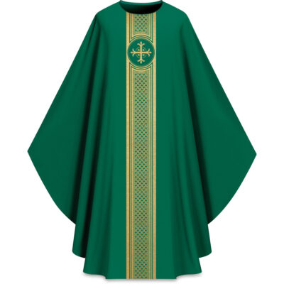 ASSISI Casulla con banda tejida (verde)