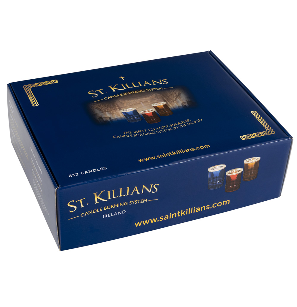 Caja lamparillas ecológicas, para sistema de quemado de velas en parroquias, catedrales y templos de culto. Velas empleadas en lampadarios ecológicos.