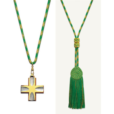 Cordón verde / dorado para cruz pectoral